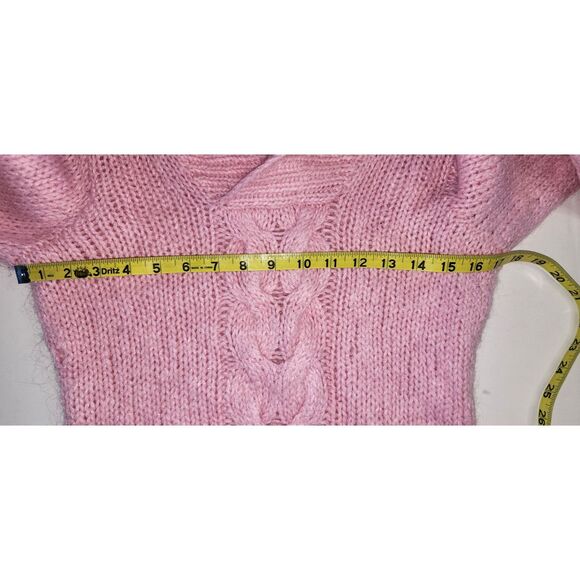 Vtg Lauren Ralph Lauren Exclusive Hand Knit Pink Cable Knit Shawl Neck Sweater M - Picture 8 of 9